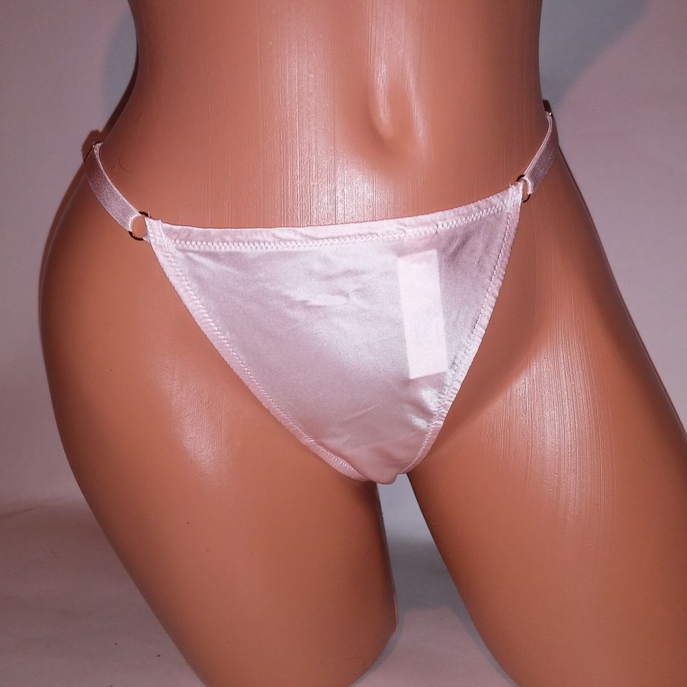Victoria Secret Panty Small V String Thong Light Pink 100% Silk Solid New